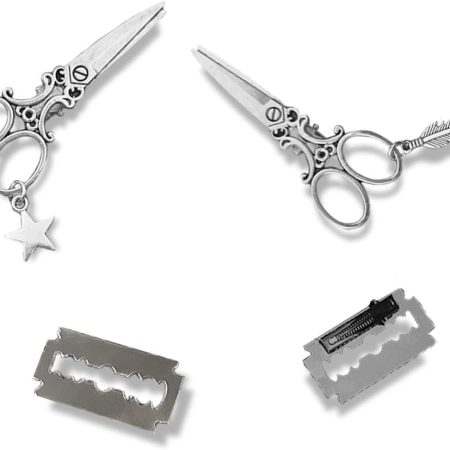4-Piece Women’s Hair Clips – Scissor & Razor Blade Shaped Alligator Clip, Gothic Halloween